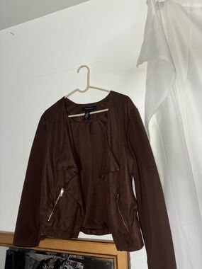 Ashley Stewart Brown Draped Open Front Jacket 16